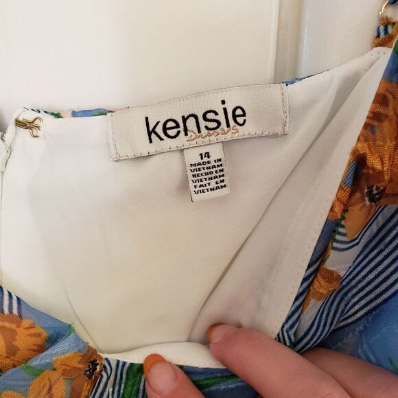 Kensie Printed Ruffled Lined Sleeveless Maxi Hi-Low Dress - Picture 10 of 13